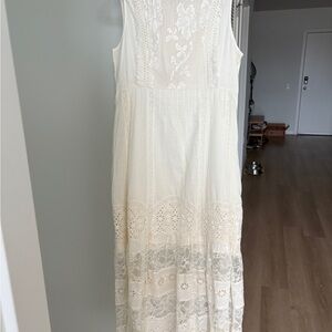 Anthropologie Cream Lace Maxi Dress NWT